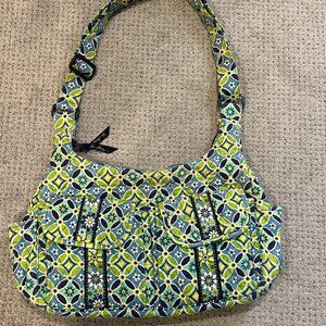 Vera Bradley Retired Daisy Green Blue Cross Body Bag